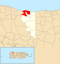 Location of Terranova within the municipality of Quebradillas shown in red