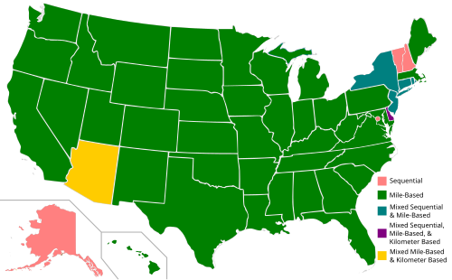 Exit Numbers in the United States by State as of August 2021[update]