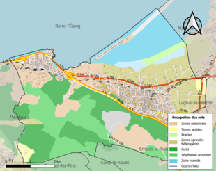 Carte en couleurs présentant l'occupation des sols.