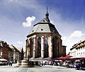 The apsidal end with fountain, surrounded by bookstalls and cafés