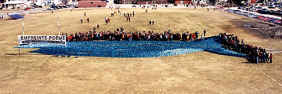 Installation d'une grande ouananiche à l'aide de 5 000 Tacons Bleus et écriture d'un poème au printemps, 2002