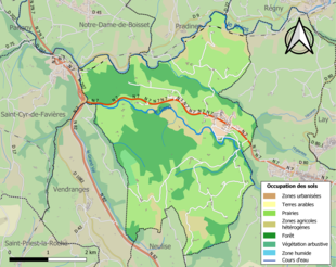 Carte en couleurs présentant l'occupation des sols.