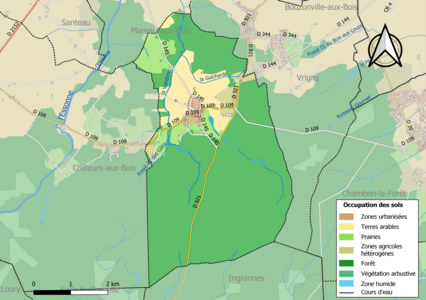 Carte des infrastructures et de l'occupation des sols de la commune en 2018 (CLC).