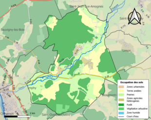 Carte en couleurs présentant l'occupation des sols.