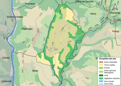 Carte en couleurs présentant l'occupation des sols.