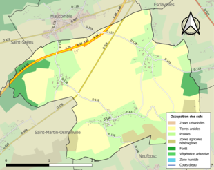 Carte en couleurs présentant l'occupation des sols.