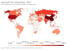 Годовые выбросы CO₂, 2017 год