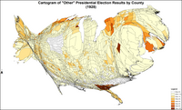 Cartogram of "other" presidential election results by county