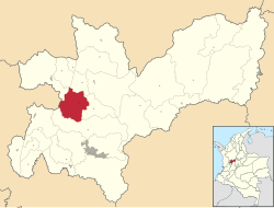 Location of the municipality and town of Filadelfia, Caldas in the Caldas Department of Colombia.