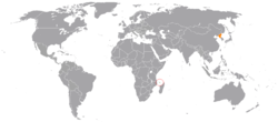 Map indicating locations of Comoros and North Korea