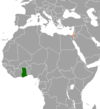 Location map for Ghana and Israel.