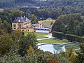 Schloss mit dem Wasserparterre, von der Hohen Aussicht des Berges aus.