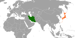 IranとJapanの位置を示した地図