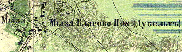 Мыза Власово (современная деревня Кирово) на карте 1860 года