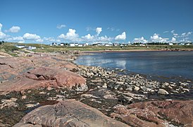 Coastline, rocky base and beach