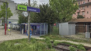 Platform with grassy field and staging track