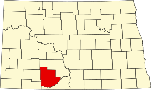 Map of North Dakota highlighting Grant County