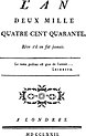 Édition de 1772 de L’An 2440, rêve s’il en fut jamais.