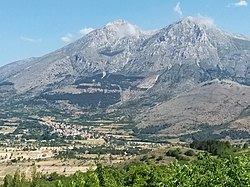 The town with the Monte Velino in the background.