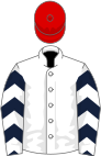 White, dark blue and red chevrons on sleeves, red cap