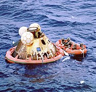 Apollo 11 after splashdown (NASA)