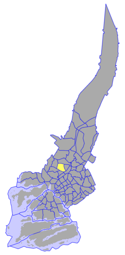 Kaupungin kartta, jossa Vätti korostettuna. Turun kaupunginosat