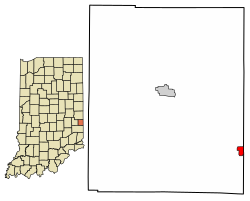 Location of West College Corner in Union County, Indiana.