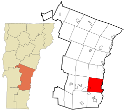 Location in Windsor County and the state of Vermont.