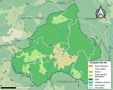 Carte en couleurs des infrastructures et de l'occupation des sols de la commune.