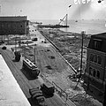 Construção da Avenida Ribeira das Naus na década 1950 após a desativação do Arsenal