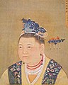 Song dynasty empress wearing single gold earring at each ear.