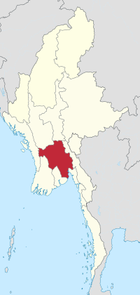 Location of Bago Region in Myanmar