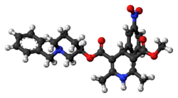 Ball-and-stick model of the benidipine molecule