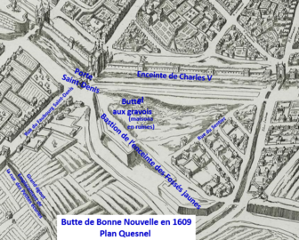 Bonne Nouvelle en 1609 (plan Quesnel)