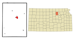 Location within Clay County and Kansas