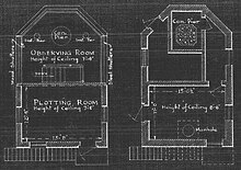 Plan drawing of the East Side fire control station.