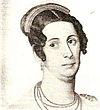 Portrait engraving of Juana del Pino