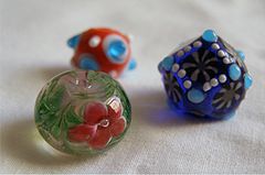 Lampwork glass beads, unknown artist