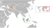 Location map for Malaysia and Uzbekistan.