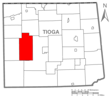 Map of Tioga County with Shippen Township highlighted