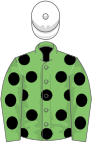 Light green, black spots, white cap