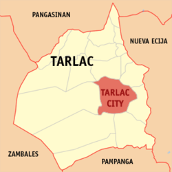 Map of Tarlac with Tarlac City highlighted