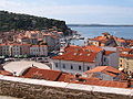 Vue sur la Baie de Piran. En face, la partie croate de l'Istrie