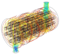 Water-flow simulation in a shell and tube heat exchanger‎