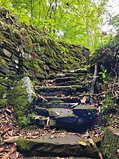 Stone stairway built by Floyd and his family leading down to Great Crystal Cave (later Floyd Collins' Crystal Cave)