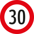 Speed limit/Höchstgeschwindigkeit (30 km/h)