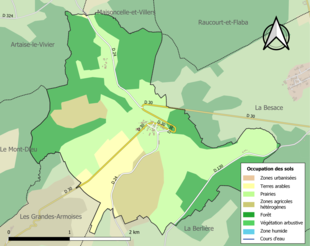 Carte en couleurs présentant l'occupation des sols.