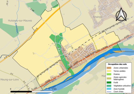 Carte des infrastructures et de l'occupation des sols de la commune en 2018 (CLC).