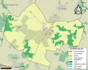 Carte en couleurs présentant l'occupation des sols.