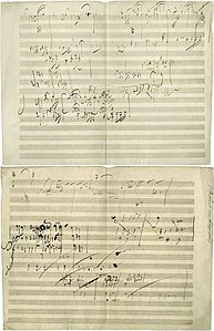 Manuscript sketch of Piano Sonata No. 28, by Ludwig van Beethoven (edited by Durova)